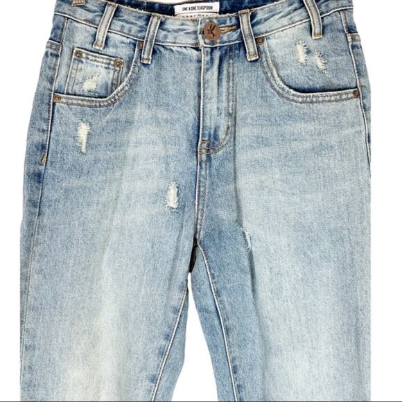 One Teaspoon Freebirds Extreme Distressed Low Rise Ripped Blue Jeans - Picture 4 of 11